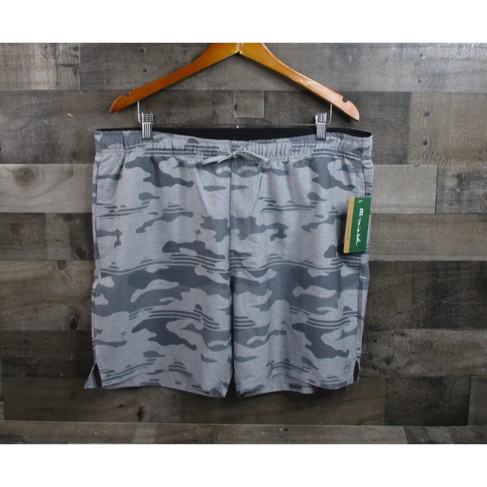 Travis Mathew Shorts Mens 2XL Heather Grey Camo Heater Series Eco Golf Stretch